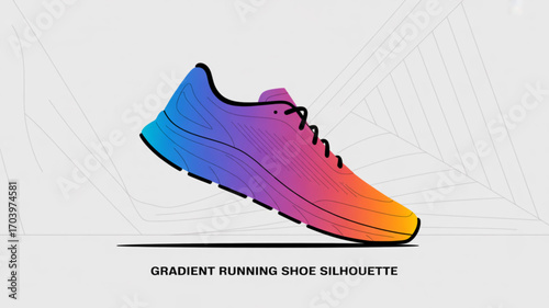 Gradient running shoe vector design for athletics footwear illustration and sports equipment graphic element