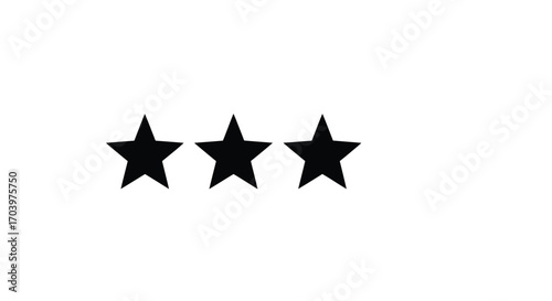 Three textured black stars symbolizing rating quality and excellence isolated on white vector