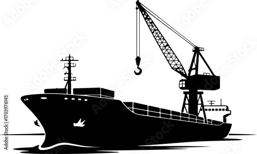 cargo ship silhouette vector illustration
