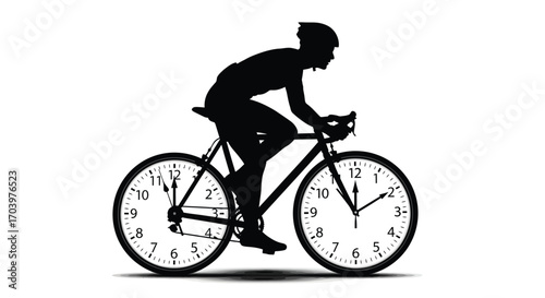Time on Two Wheels A Cyclist Riding Through Time A Silhouette of Speed and Endurance