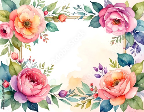 Floral watercolor frame
