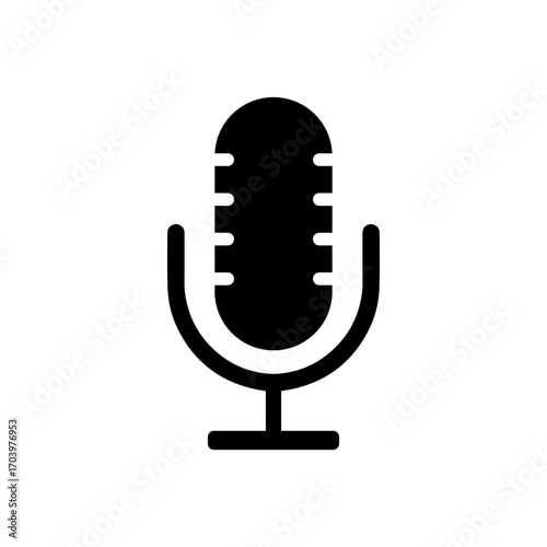 Podcast microphone icon silhouette vector flat design on white background.