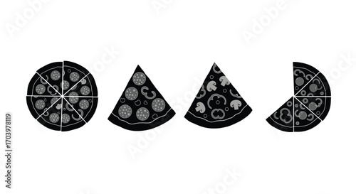 Delicious sliced pizza pieces arranged on a clean white surface ready for enjoyment vector
