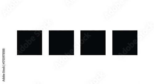 Four solid black squares arranged horizontally with white space around vector
