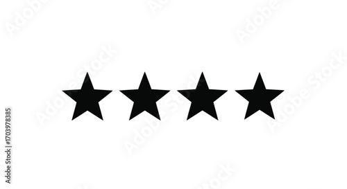 Four black stars arranged horizontally for rating or achievement vector