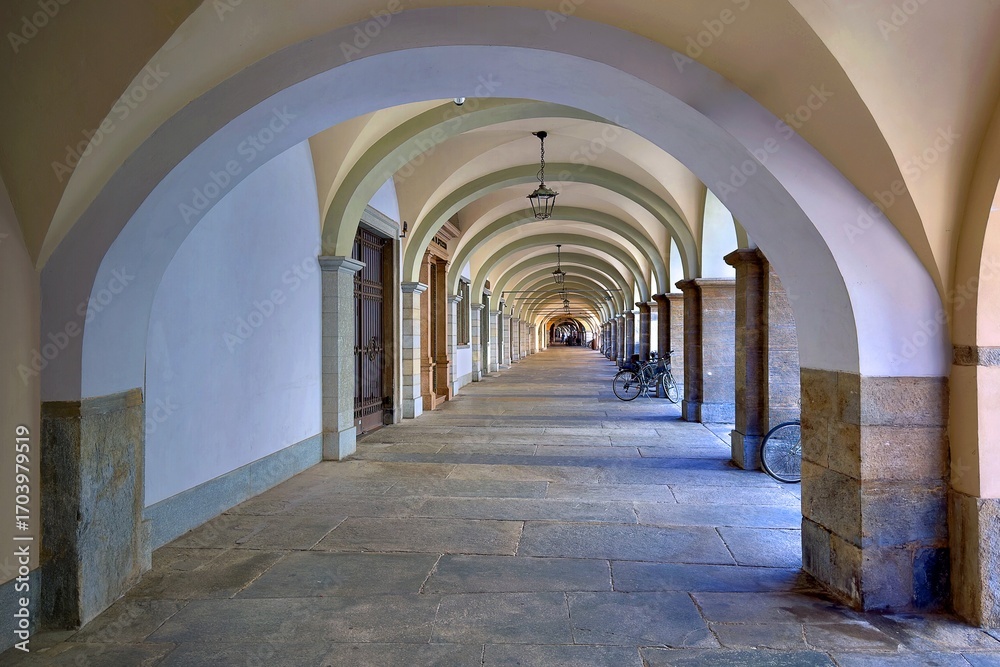 Fototapeta premium arcade in the downtown of cuneo italy 