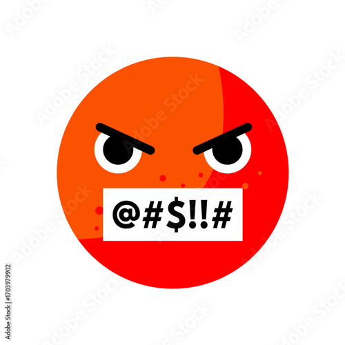 swearing emoji - flat vector icon