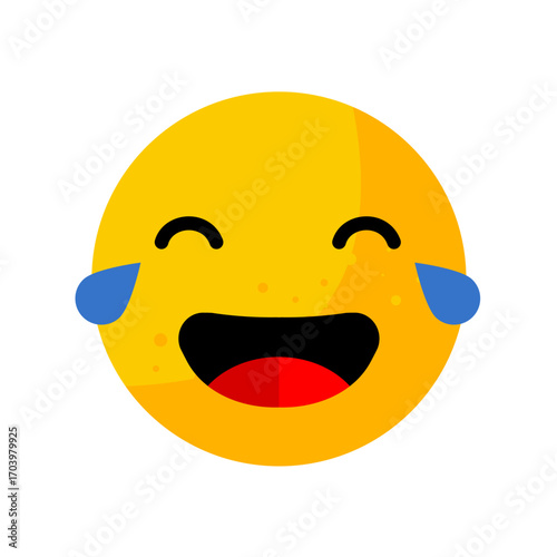 laughing tears emoji - flat vector icon