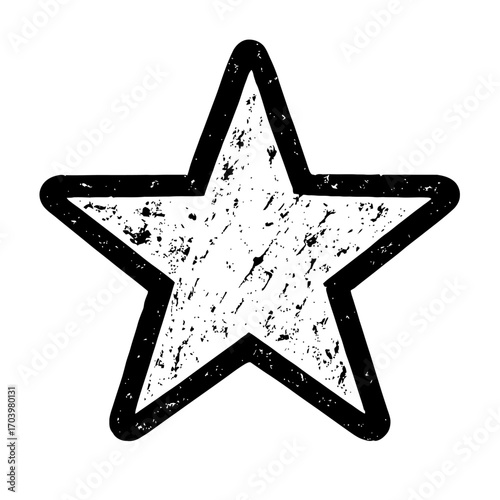 Distressed Grunge Star Outline Icon Vector Art – Black and White Textured Graphic Design Element with Rough Edges, Vintage Aesthetic, and Worn Stamp Effect for Modern Creative Projects and Digital Med