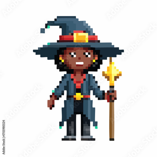 Female Witch Pixel Art Character for Fantasy RPG Games