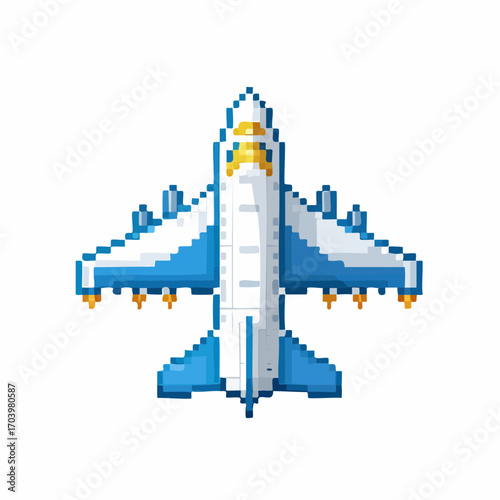 Vector illustration of a plane pixel 8 bit