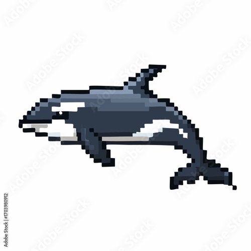Pixel Art Orca Whale Retro Ocean Animal Sprite