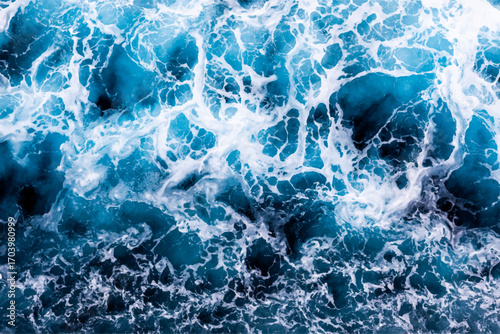 Water surface background. Aerial view of beautiful foamy water. Can be used in covers, packaging, posters, textures, cards, art and design projects. Breathtaking vector illustration.