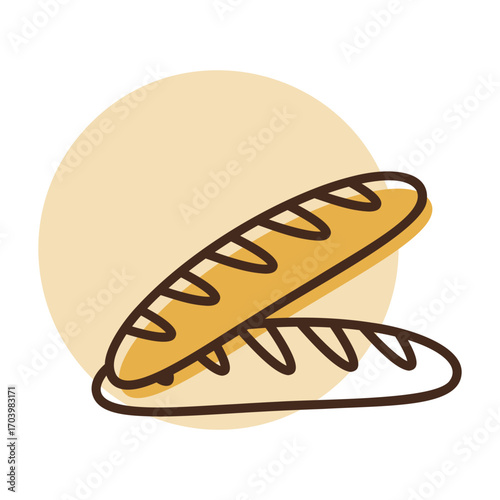 Two Fresh French Baguette Loaves Icon