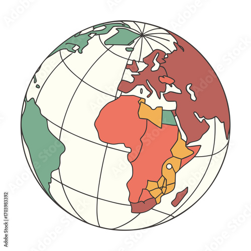 Print globe shaped like a world map