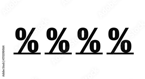 Four percent symbols with underlines graphic representation of percentage calculations and discounts vector