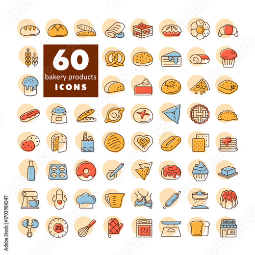 Bakery and Kitchen Essentials Vector Icon Set