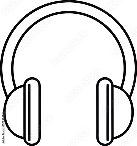 Black outline over ear headphones icon on white background audio sound