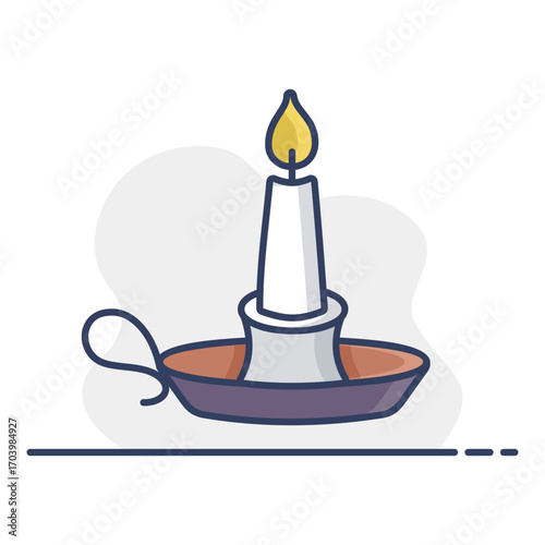 Traditional Autumn Chamber Candle Vector Icon