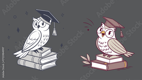 Print Owl wearing graduation cap