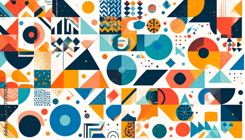Abstract Retro Geometric Collage
