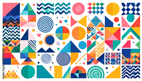 Abstract Retro Geometric Collage