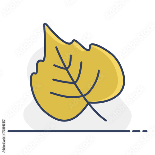 Simple Poplar Leaves Line Art Icon