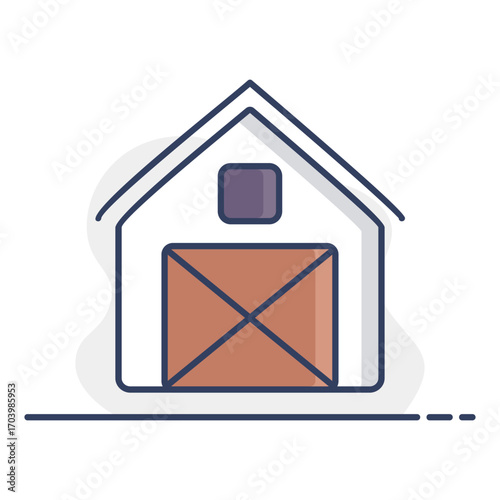 Rustic Farm Barn Building Outline Icon