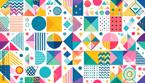 Abstract Retro Geometric Collage