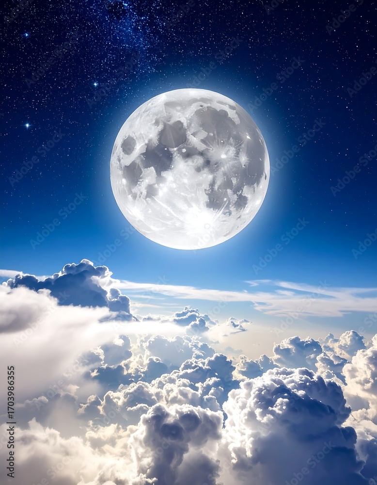 Obraz premium Full moon over clouds at night (1)