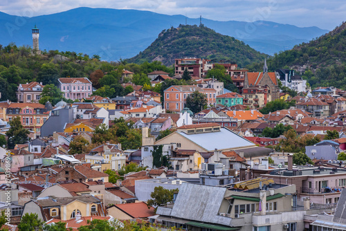 Danov, Youth and Liberators hills, view from Nebet Tepe hill in Plovdiv, Bulgaria