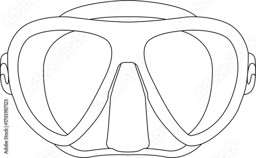 Diving Mask Outline Icon Illustration on Transparent Background