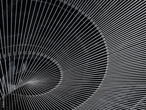 Steel curve line pattern Gradation radius circular panel Architecture details Art background 
