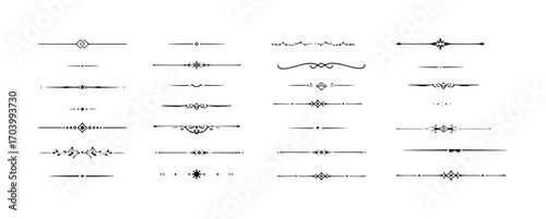 Collection of Decorative Black and White Line Dividers and Ornaments