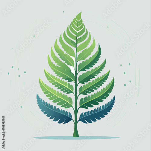 Green And Blue Fern Plant Digital Art