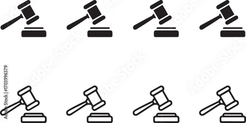 Gavel Icon Logo Design  Judge Hammer Symbol, Law and Auction Justice Sign Vector Illustration