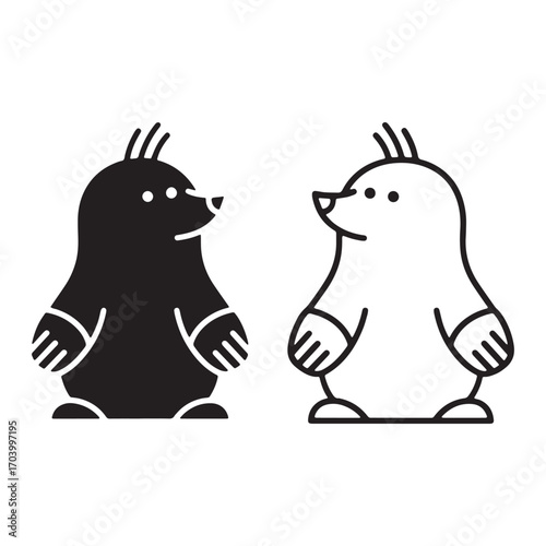 Clean Mole Silhouette & Mole Lineart – Mole Vector Design Featuring Simplified Form – Black Vector of Mole – Vector Set of Mole