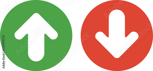 Up and down arrow icons green and red vector illustration