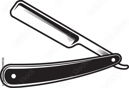 Straight Razor Barber Shop Tool Silhouette Shaving Equipment Isolated Design Cutthroat Blade