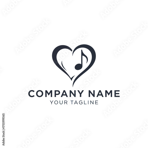 An elegant logo design featuring a stylized heart intertwined with a musical eighth note, symbolizing a love for music.