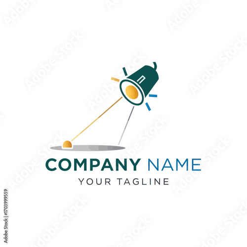 Abstract logo design featuring a spotlight projecting a beam of light.