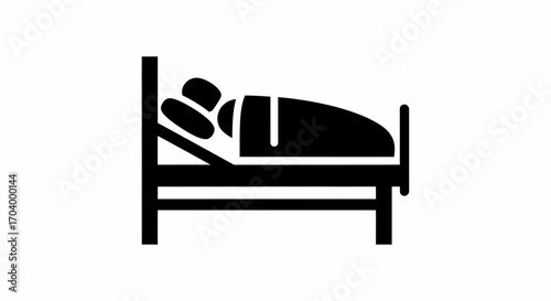 Person sleeping comfortably in a bed rest medical icon