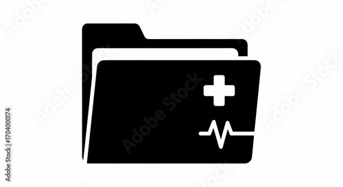 Medical Folder Icon Representing Health Records Management and Data