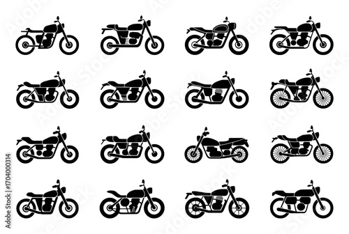 Collection of Vintage Motorcycle Silhouettes