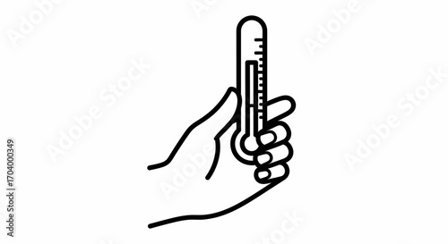 Hand Holding Thermometer Measuring Temperature Science Instrument Illustration