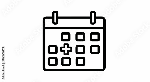 Calendar with plus symbol indicating appointments or events to schedule