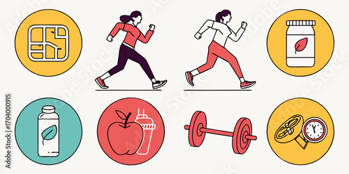 Fitness and healthy lifestyle icons in vector format