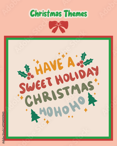 Cute Christmas lettering vector stickers perfect for holiday packaging, card making, and DIY projects