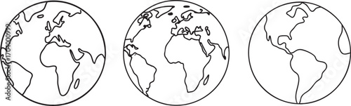 Black Earth Globe Silhouette Vector Isolated on Transparent Background

