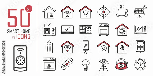 Smart home icons set vector hand drawn style